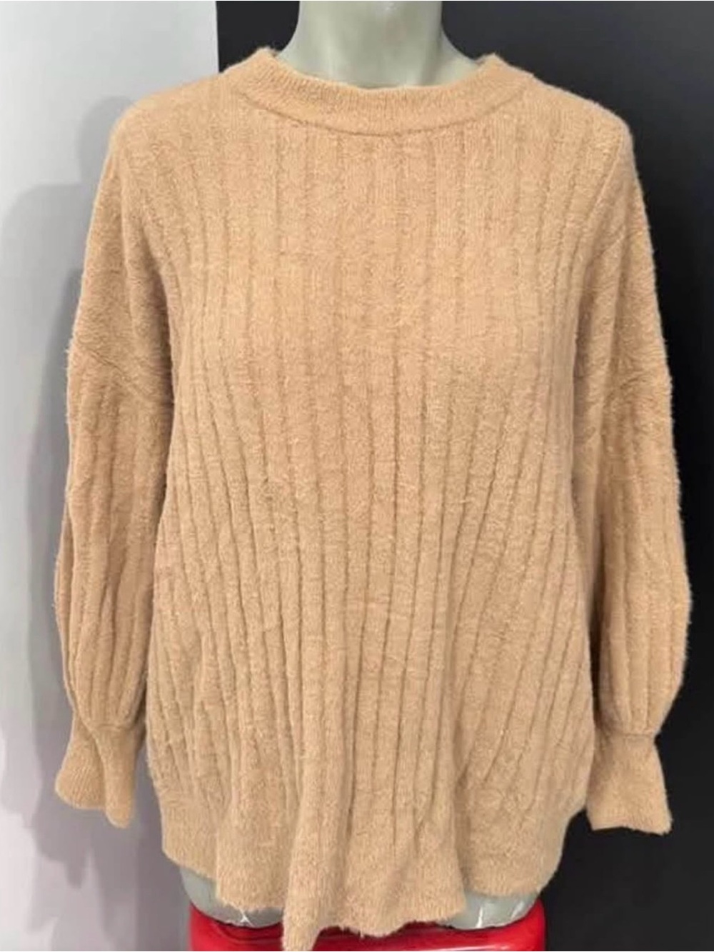 aerie Peach Ribbed Crewneck Sweater